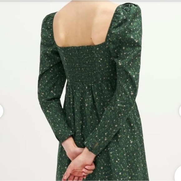 Reformation Dark Green Floral Long Sleeve Dress - Picture 2 of 2